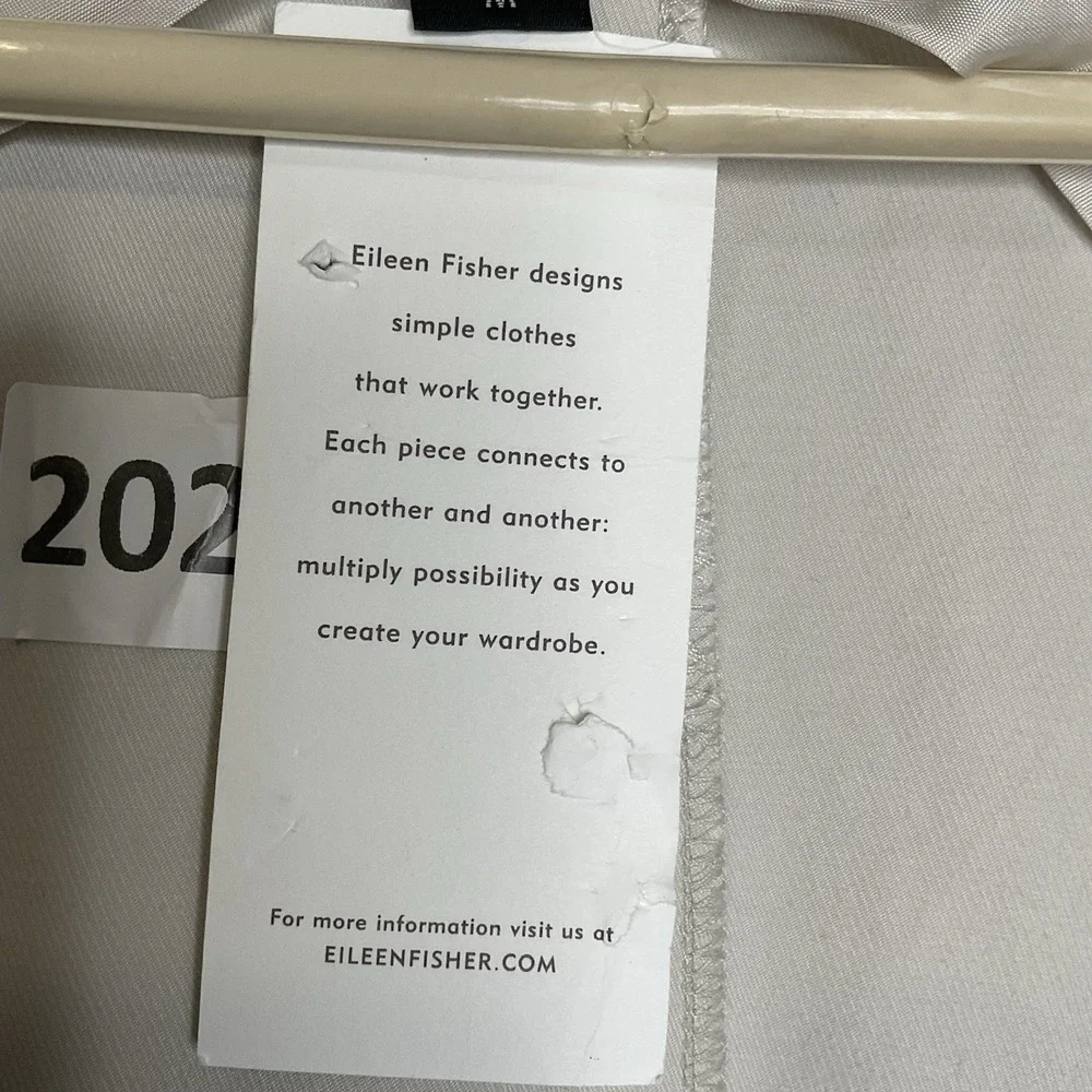NWT Eileen Fisher Elagant Twill‎ Side-Tie  Cotton Blend Trench Bone Wrap Coat M